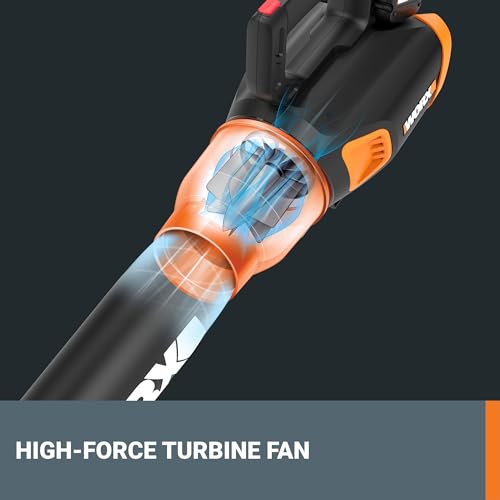 Cordless WORX Leaf Blower, Electric Blower for Lawn Care wth Brushless Motor, 2 × 2.5 Ah Batteries & Charger Included, WG584