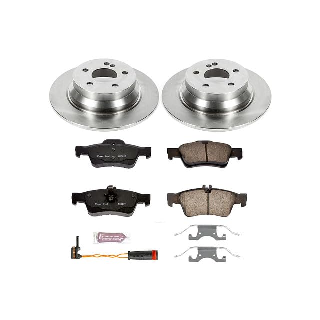 Power Stop Rear KOE5320 Replacement Brake Kit-OE Brake Rotors & Ceramic Brake Pads and 2 Rear Sensor Wires