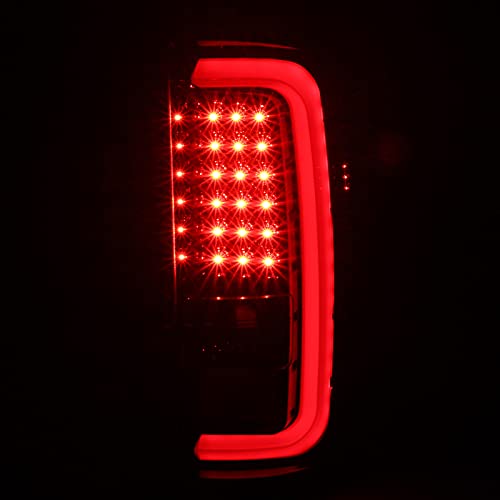 Jet Black Housing Spec-D Tuning Red LED Bar Tail Lights Compatible with 2014-2018 GMC Sierra 1500, 2014-2018 GMC Sierra 2500HD, 2014-2018 GMC Sierra 3500HD, Left + Right Pair Assembly