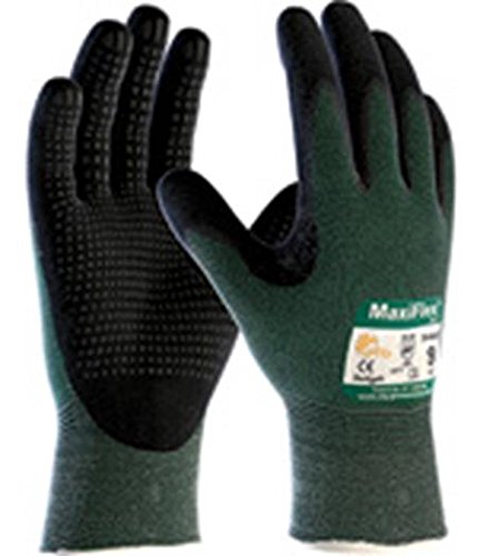 Maxiflex Cut ATG 34-8443/XS, Green Eng Yarn, Black Nitrile Dotted Microfoam Grip, A2 Green