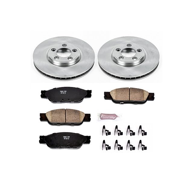 POWERSTOP Autospecialty KOE1353 Front Replacement Brake Kit - OE Brake Rotors & Ceramic Brake Pads For Jaguar S - Type 2003-2004 [Vehicle Specific]