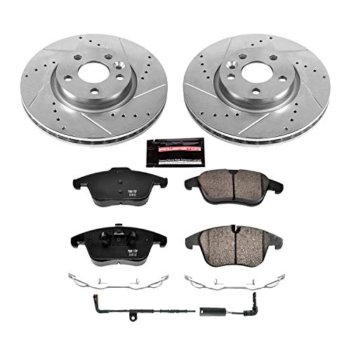 Power Stop K6123 Z23 Carbon Fiber Brake Pads with Drilled & Slotted Brake Rotors Kit