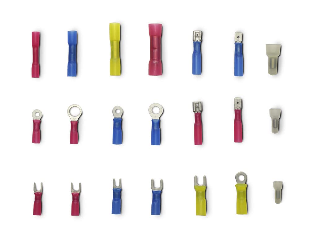 PerTronix Ring and Spade Terminal A2011 Kit and Connector for 22-10 AWG with Heat Shrink Ends, 3:1 Ratio, 165 Pcs