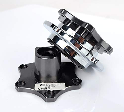 NRG Innovations SFI 42.1 Spec NRG-SRK-R200GM-CH D shaped Steering Wheel Quick Release Short Hub Adapter, 6x70mm Bolt Pattern Gun Metal Body/Chrome Shinny Ring