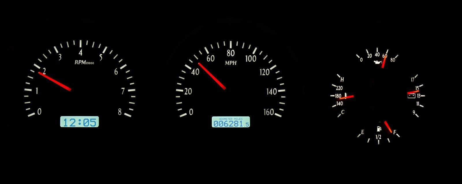 Dakota Digital VHX-81D-PU-K-W Gauge System Analog Dash Compatible with 1981-93 Dodge Full-Size Truck and Ramchargers, Black Alloy Style, White Backlighting