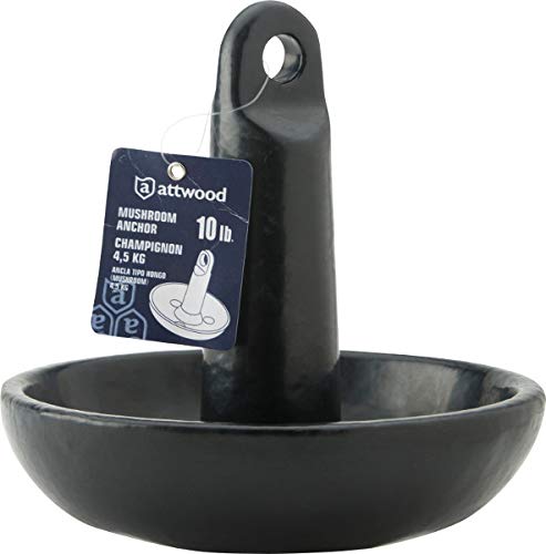 15-Pound Attwood 9943B1 Solid Cast Iron Mushroom Boat Anchor, Black PVC-Coated Finish