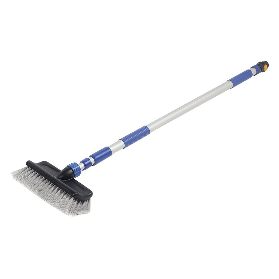 Camco Wash Brush Flow-Through with Push Button Telescoping Handle - Connect to Standard Water Hose to Clean Your Vehicle | Great for RV, Truck Boat and Car Washing - (41960)