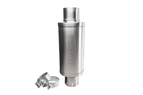 304 Stainless Steel Corsa Pro Series Packed Resonator (Slip Fit) (6-8DB) w/ 2 Clamps - Brushed (PKM2003)