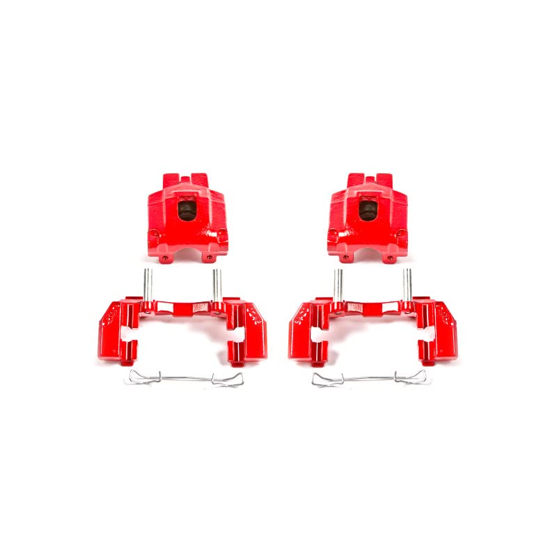 Power Stop S4818 Rear Pair of High-Temp Red Powder Coated Calipers For Jeep Grand Cherokee 1999-2004 [Model Specific]