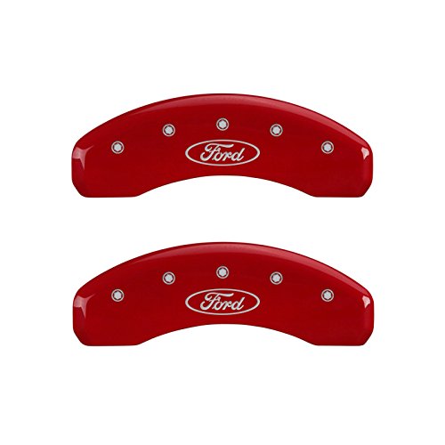 MGP Caliper Covers Oval Logo 10239SFRDRD and Red Caliper Covers - Engraved Front and Rear