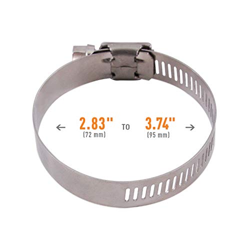 MMCLAMP-WG-95HT Mishimoto High-Torque Worm Gear Clamp, 2.83"-3.74" (72mm-95mm), Pack of 2 Silver