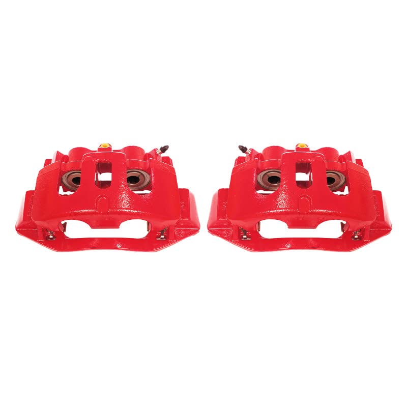 Power Stop Pair of High-Temp Red Powder Coated Rear Calipers For Silverado 2500 HD, Silverado 3500 HD, Suburban 3500 HD, Sierra 2500 HD, Sierra 3500 HD [Model Specific]