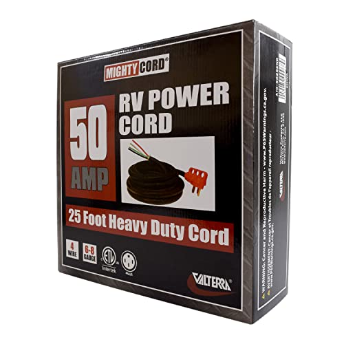 Mighty Cord Valterra A10-5025END 50 Amp Non-Detachable Power Cord w/Handle - 25', Red