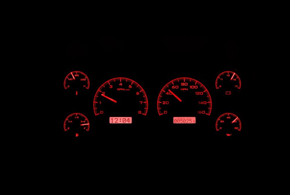 Dakota Digital VHX-86C-S-10-K-R Analog Dash Gauge System with 1986-93 Chevy/GMC S-10/ S-15 Pickups and 1986-94 S-10/ S-15 Blazers/Jimmy, Black Alloy Style, Red Backlighting