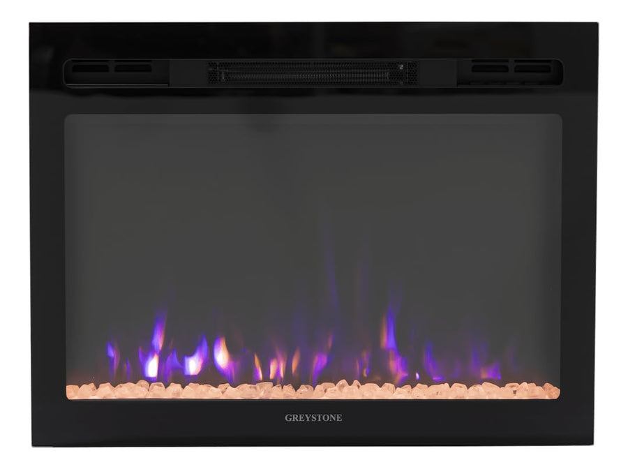 26" Greystone LED Wall Mount Fireplace W/3 Color Crystal, IR Remote