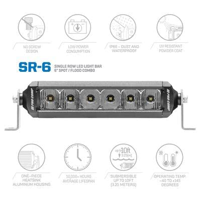 Pro Comp Lightning Suspension Single Row Light Bar 6 Inch WHT CMB - EXP75106