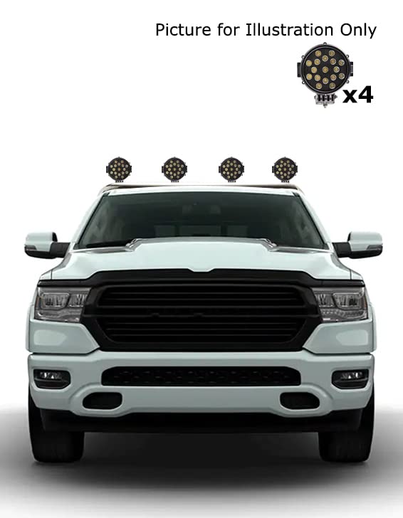 Classic Black Horse Roll Bar w/.Pair of 7.0" Dia.Led Light,Stainless Steel Compatible with 17-24 Titan|00-24 Ram 2500/3500|01-24 Silverado 2500/3500 HD|00-24 F-150|01-24 Sierra 1500/2500|07-24 Tundra