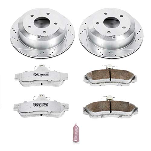 Power Stop Rear K1601-26 Z26 Carbon Fiber Brake Pads with Drilled & Slotted Brake Rotors Kit For Pontiac GTO 2005-2006 [Model Specific]