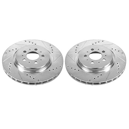 Power Stop Rear EBR1071XPR Drilled and Slotted Evolution Rotor (Pair) For Volvo S60 2004-2007, Volvo V70 2004-2007 [Model Specific]