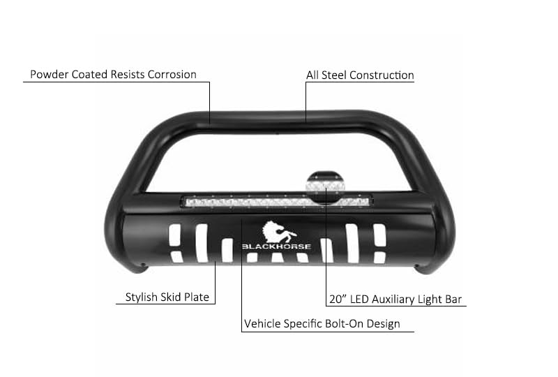 Beacon Bull Bar Black Horse Skid Plate Black Compatible with 2023-2024 Lexus RX350-BE-F7602B