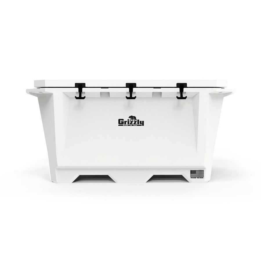 450 Cooler Grizzly | 450 qt Ice Chest Durable Rotomolded Insulated | Made in USA | Warranty for Life | for Cold Plunge Ice Bath Camping Fishing Hunting | G450 | White