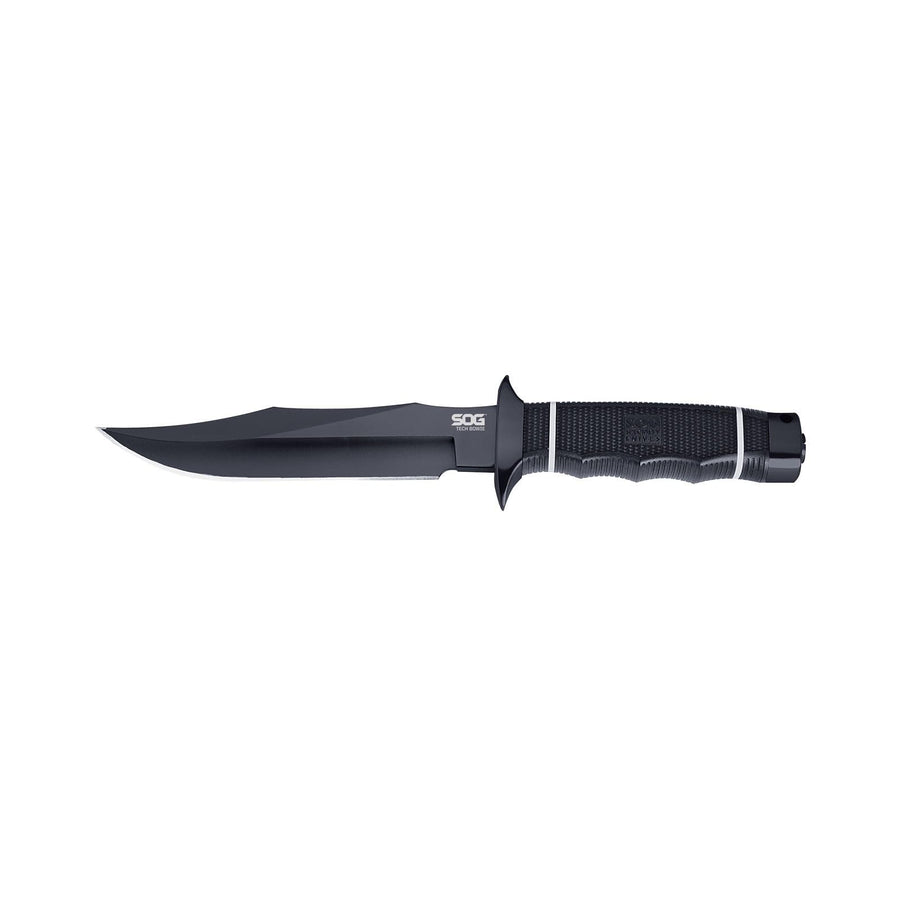 SOG Fixed Blade Knife Tech Bowie for Warfighters & Outdoor Enthusiasts | AUS-8 Steel Blade & Kraton Rubber Handle