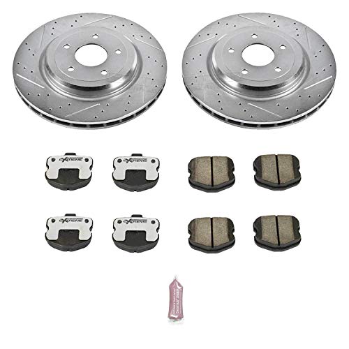 Power Stop K1446-26 Z26 Carbon Fiber Brake Pads Rear with Drilled & Slotted Brake Rotors Kit For Chevrolet Corvette 2006-2013 [Model Specific]