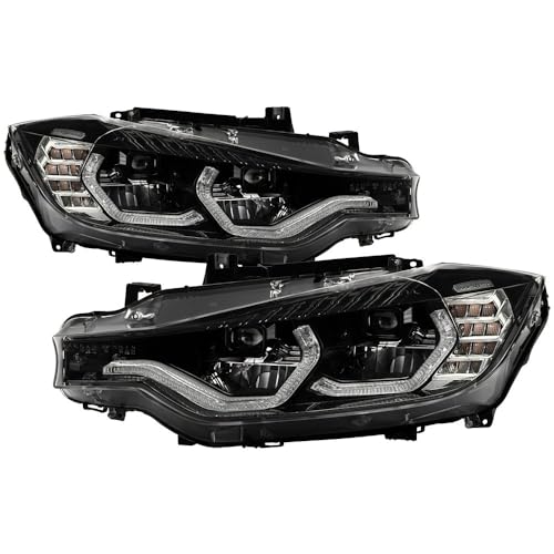 BMW F30 (Fit Halogen Model) Spyder w/LED DRL Projector Headlights - Black (xTune)