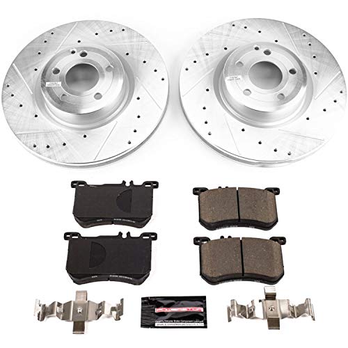 Power Stop K6910 Z23 Carbon Fiber Brake Pads with Drilled & Slotted Brake Rotors Kit