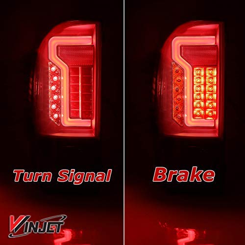 Winjet Taillights LED for 2016-2023 Toyota Tacoma Rear Tail lights Assembly for [2016 2017 2018 2019 2020 2021 2022 2023] Toyota Tacoma Rear Lights Replacements, 1 Pair Black Housing/Smoke Lens