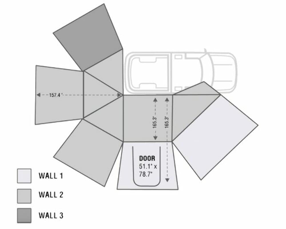 Overland Vehicle Systems OVS Nomadic Awning 270 - Side Wall 2 - Dark Gray with Storage Bag - Passenger, One Size 18139909