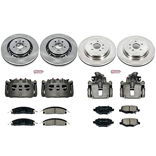 Power Stop KCOE6375 1-Click OE Replacement Brake Kit with Caliper, Front and Rear, 1 Pack