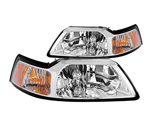 Ford Mustang Anzo USA 121041 Crystal Chrome Headlight Assembly - (Sold in Pairs)