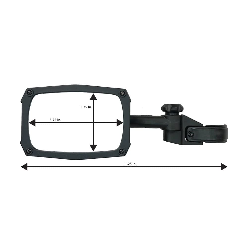 ATV Tek UTV CLEARVIEW™ Sideview Mirror, Black UV resistant Nylon, Designed for and Fits, Honda, Yahama, Polaris, Kawaski, CF Moto with Round or Profiled Tubing, one mirror.