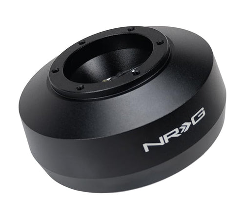 NRG Innovations Short Hub Racing Style Steering Wheel, Lockable Aluminum Steering Shaft, 6x70mm Bolt Pattern Quick Release Adapter Unit, Compatible With 04-08 Ford F150, Black, NRG-SRK-164H