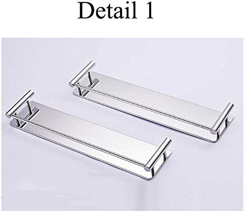 304 Stainless Steel BTBT Double Shelves with Towel Rack, Multi-Use Bathroom Brackets, Wall Mounted Shelf for Bathroom Punching (Size: 50cm)