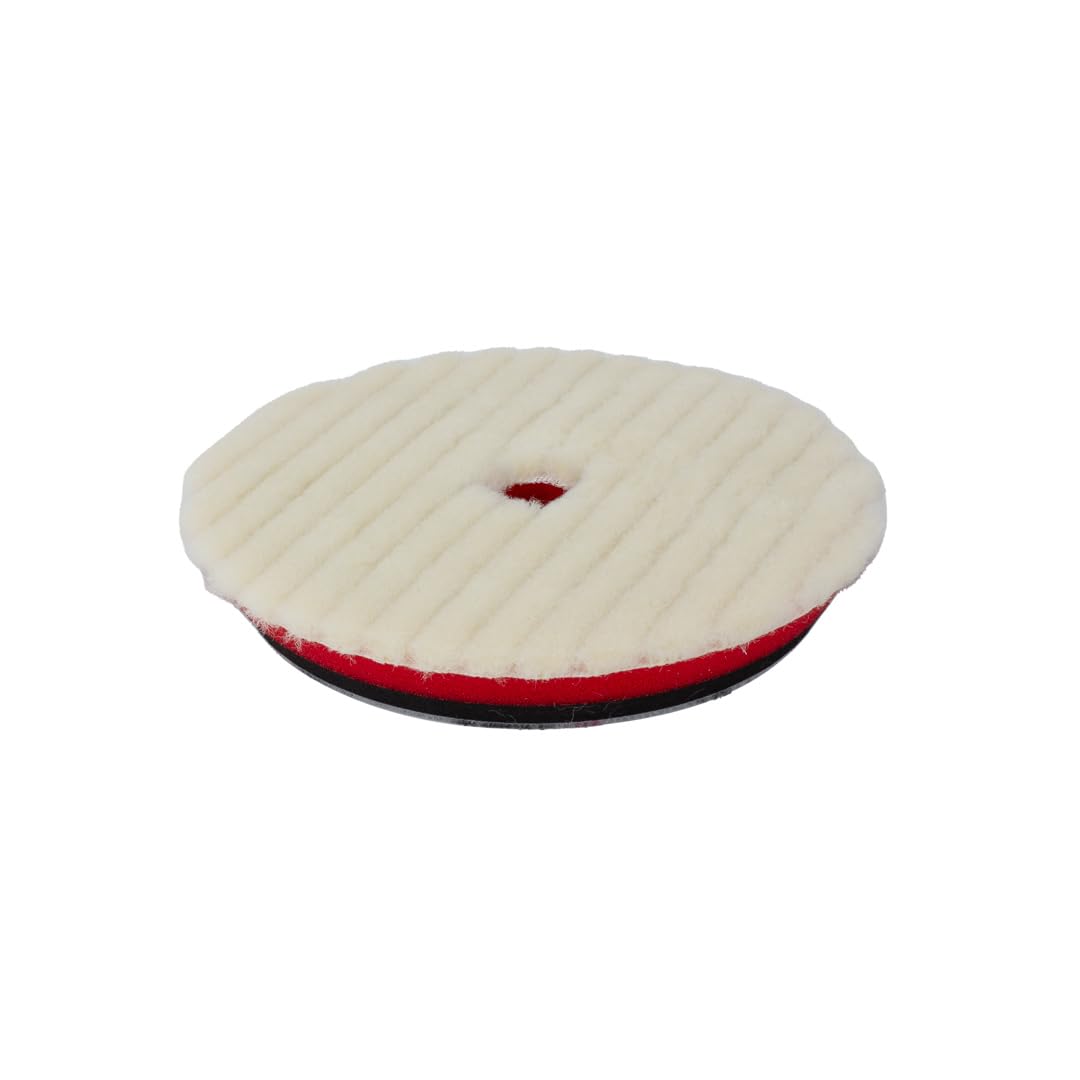 5” Maxshine Universal Wool Buffing & Polishing Pad for Cutting | 100% Natural Wool with Hook & Loop Backing | DA Polisher Compatible | Professional Pad for Heavy Defect Removal & Paint Correction