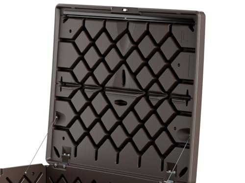 Medium Rubbermaid Resin Outdoor Storage Deck Box (74 Gal) Weather Resistant Brown Deck Organization for Home/Backyard/Pool Chemicals/Toys/Garden Tools/Porch/Patio Cushions