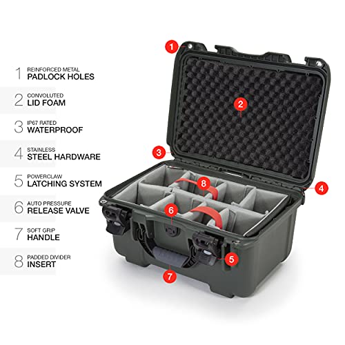 Medium Nanuk 918 Waterproof Hard Case with Padded Dividers 16.9" x 12.9" x 9.3" - Olive