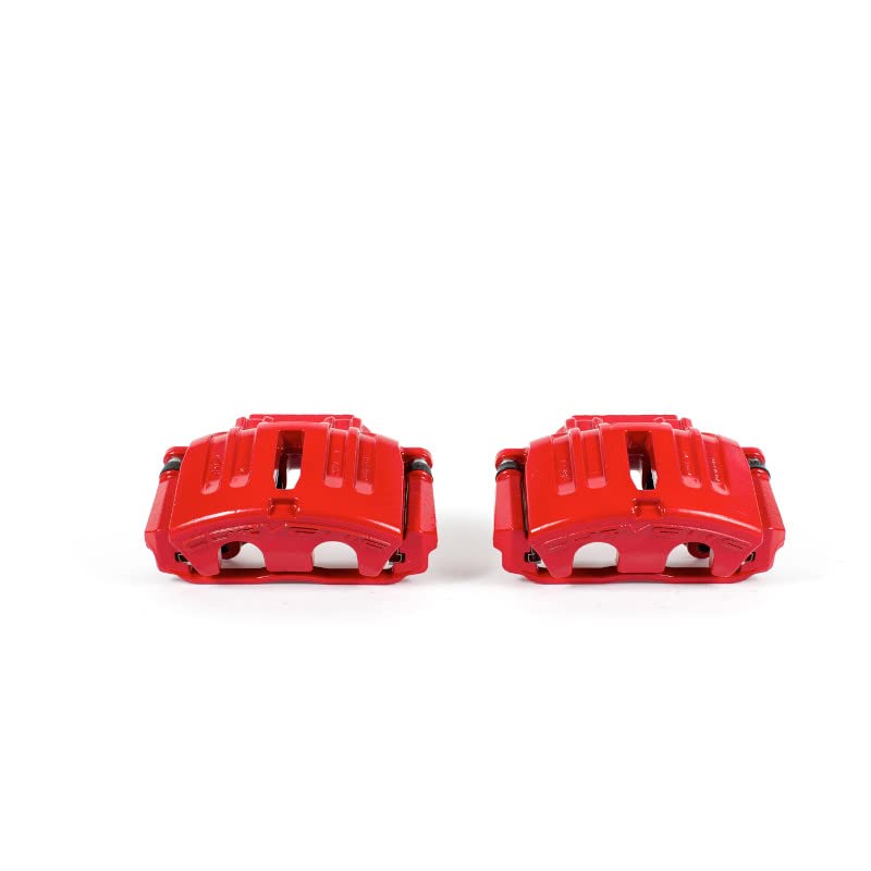 Power Stop S5006A Front Pair of High-Temp Red Powder Coated Calipers For Chevrolet Corvette 2005-2013 [Model Specific]