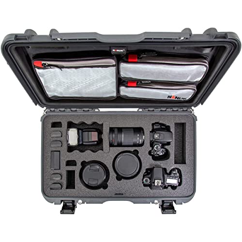 Lightweight Media Series 935 Waterproof Wheeled Hard Case with Lid Organizer and Foam Insert for Canon and Nikon DSLR Cameras, Graphite