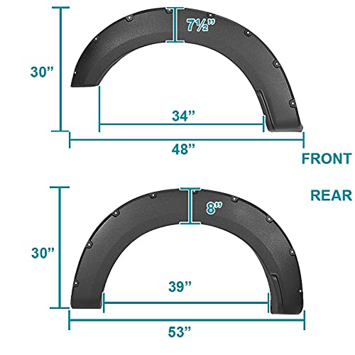 Pocket Rivet Rough Textured Fender Flares SPEC-D TUNING Compatible with 2017-2020 Ford F-250, F-350 Super Duty, 4 Pcs
