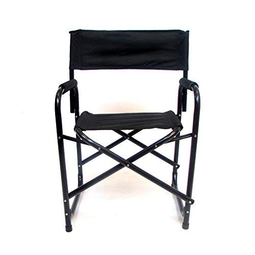 E-Z UP Directors Chair Standard Height, Seat 17.5” High, Padded Armrests and Storage Bag, Black
