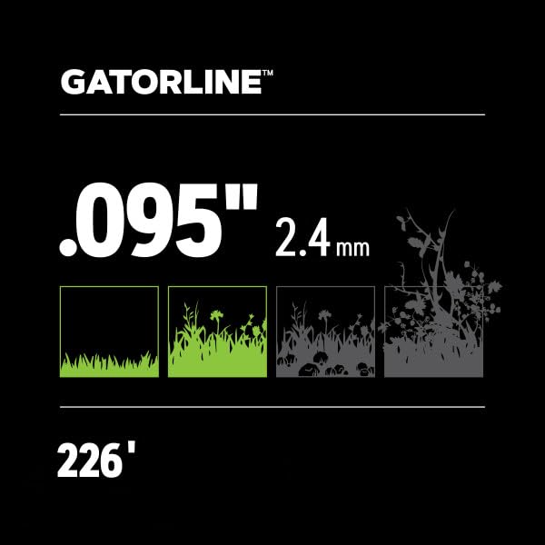 Oregon Gatorline Magnum 095 Trimmer Line Heavy Duty, Professional Square Weed Wacker String for Gas and Electric Grass Trimmer and Brushcutters, Fits Most Standard Models 0.95" x 226-Foot (22-495)