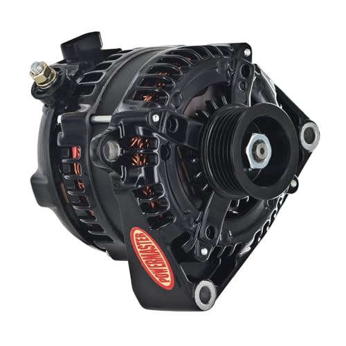 Alt Powermaster GM Denso Black 180A 6 Grv HPR 2 Spool Mt 18.5 Preset Voltage