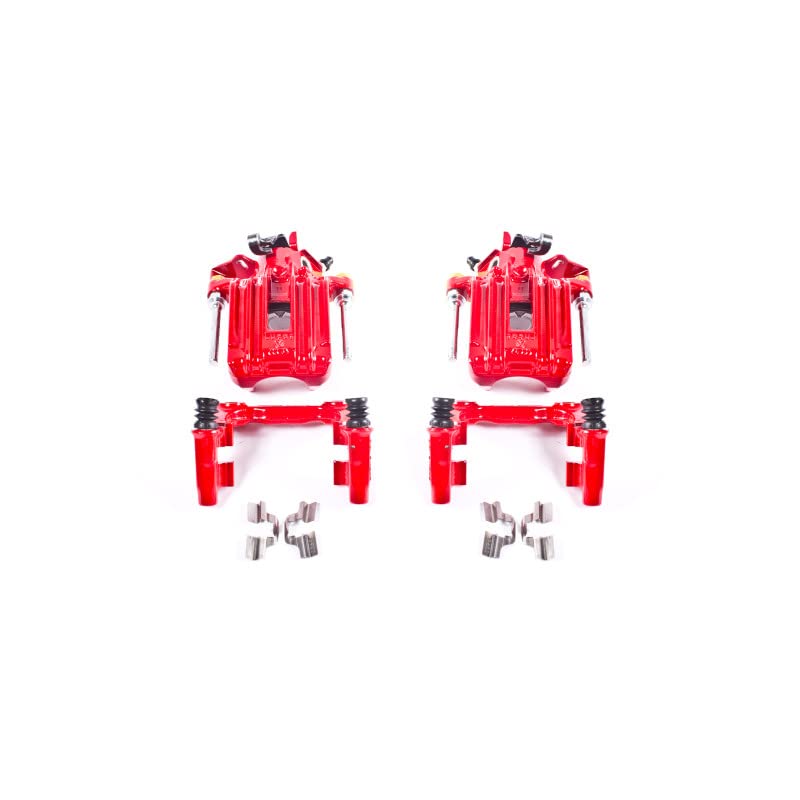 Power Stop Pair of High-Temp Red Powder Coated Rear Calipers for Audi TT Quattro 2000-2006, Volkswagen Jetta 2001-2005 [Model Specific]