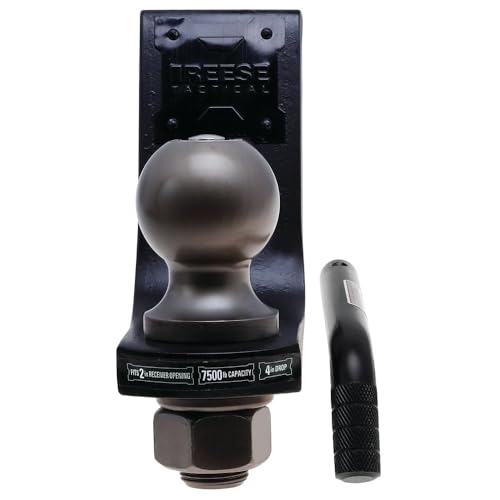 Reese Tactical Trailer Hitch Ball Mount Starter Kit 21621, Fits 2 Inch Square Receiver, 4 Inch Drop, 7,500 lbs. Capacity, Includes 2 Inch Trailer Ball and Pin & Clip