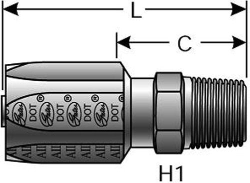 5C5-4RMPB Gates Field Attachable for C5C, C5D and C5M Hose, Male Pipe NPTF, 30 Cone Seat, Brass, 1/4" ID
