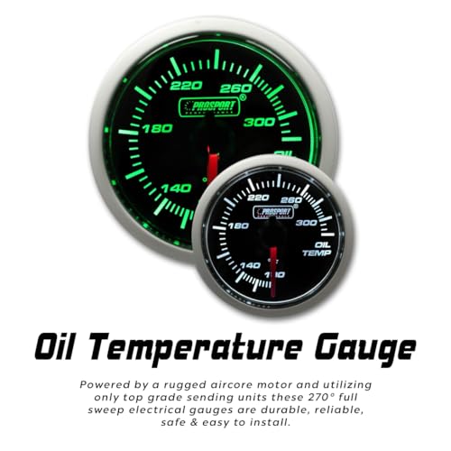 Electrical Oil Temperature Gauge- Green/White Performance Series 52mm (2 1/16")