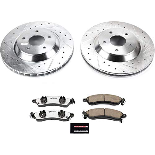 Power Stop K4913-26 Z26 Carbon Fiber Brake Pads Front with Drilled & Slotted Brake Rotors Kit For Chevrolet Corvette 1988-1996 [Model Specific]